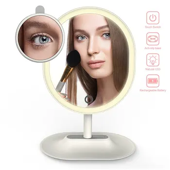 

New Makeup Mirror, THZY LED Lighted Ultra Bright 1X/5X Magnifying Oval Shaped Rechargeable Touch Screen Adjustable Brightness