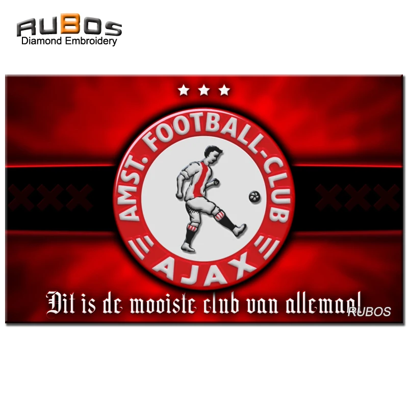 RUBOS AJAX Soccer DIY 5D Diamond Painting Netherland Team Badge Complete Square Or Round Diamond Embroidery Christmas Hobby Kids (21)