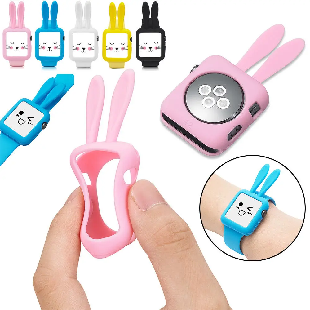 

EIMO Sport silicone watch band+watch case for apple watch 42mm 38mm iwatch series 3 2 1 Cartoon Mouse Ears shell Accessories
