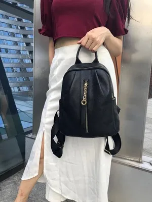 ZOOLER женский рюкзак из натуральной кожи, школьные рюкзаки для девочек-подростков, черные мягкие повседневные дорожные сумки, женские сумки
