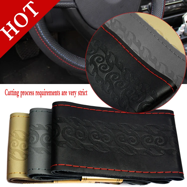 High quality Genuine Leather Car Steering Wheel Cover Racing Steering
