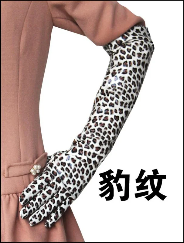 Женские модные зимние перчатки из искусственной кожи высокого качества, женские теплые милые перчатки, женские длинные стильные перчатки G203 - Цвет: Leopard pattern