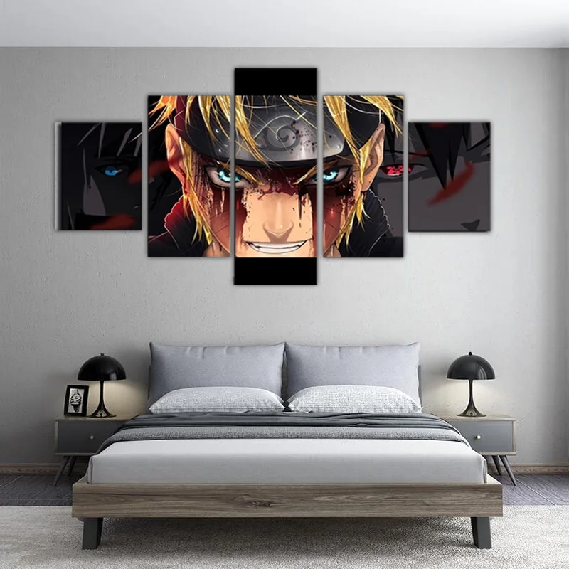 5 Piezas De Decoracion De Pared Del Hogar Arte Hd Impreso Naruto