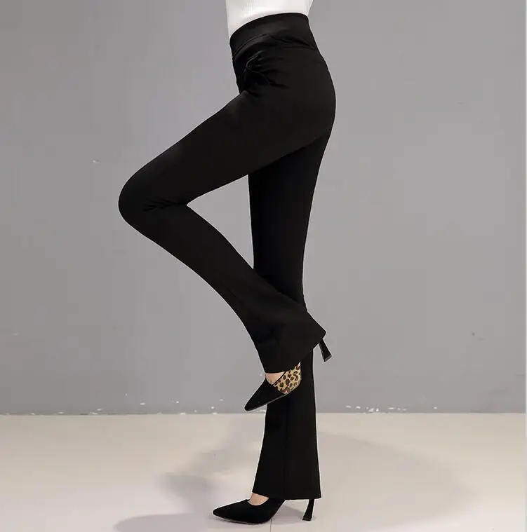 Женские эластичные брюки-карандаши с высокой талией,, модные офисные брюки размера плюс, расклешенные брюки для девушек, строгие брюки, S-4XL