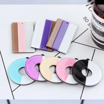 

Min order 10pcs/lot double color geometry rounds/stripe square shape acrylic beads diy jewelry earrings pendants accessory