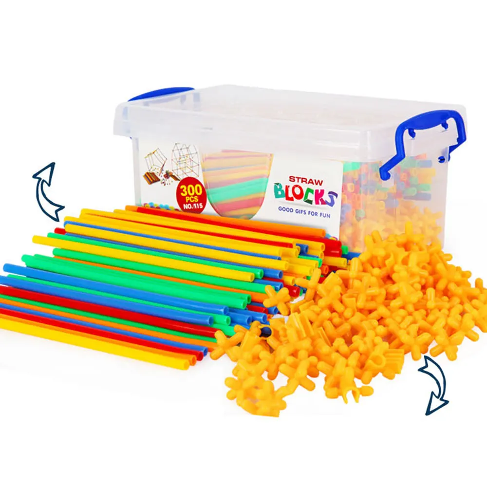 

2019 Creative Straw Insert Plastic Building Blocks Straw Building Blocks for 4D Sucker Building Drop Shipping