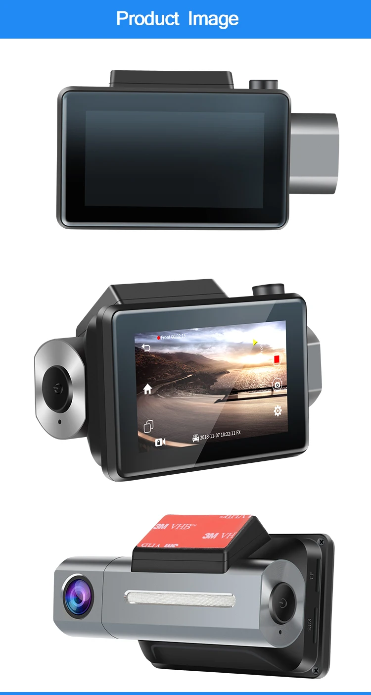 Android 5,0 3g Smart Dash Cam 3 дюйма 2.5D ips сенсорный экран HD 1080 P Автомобильный видеорегистратор запись Строение в GPS Wifi двойной объектив Dash камера