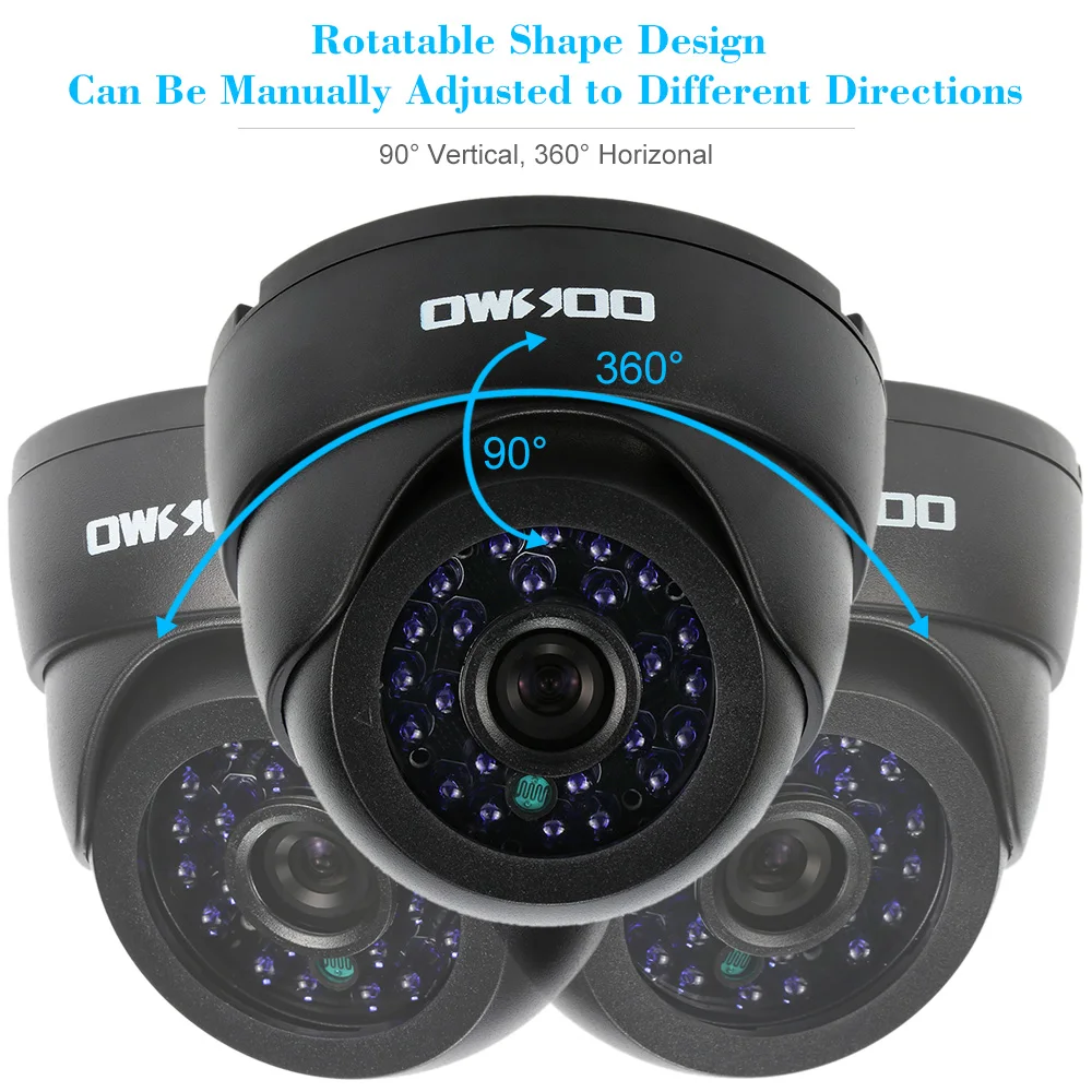OWSOO, 4 шт., 800TVL, для помещений, ИК, ночное видение, домашнее наблюдение, камеры видеонаблюдения, комплект, подключи и играй, домашняя система видеонаблюдения