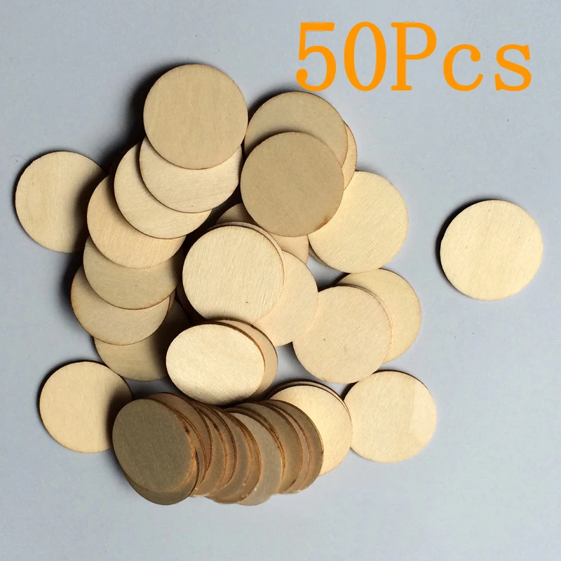 Blanks Wood Circles Cutouts 50pcs 30mm Round Discs Accessories Plywood Weddings