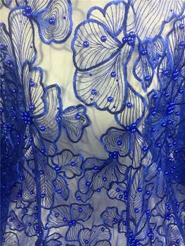 

best quality YG-319 embroidered African Tulle Lace Fabric African French Lace Fabric with beads embroidery