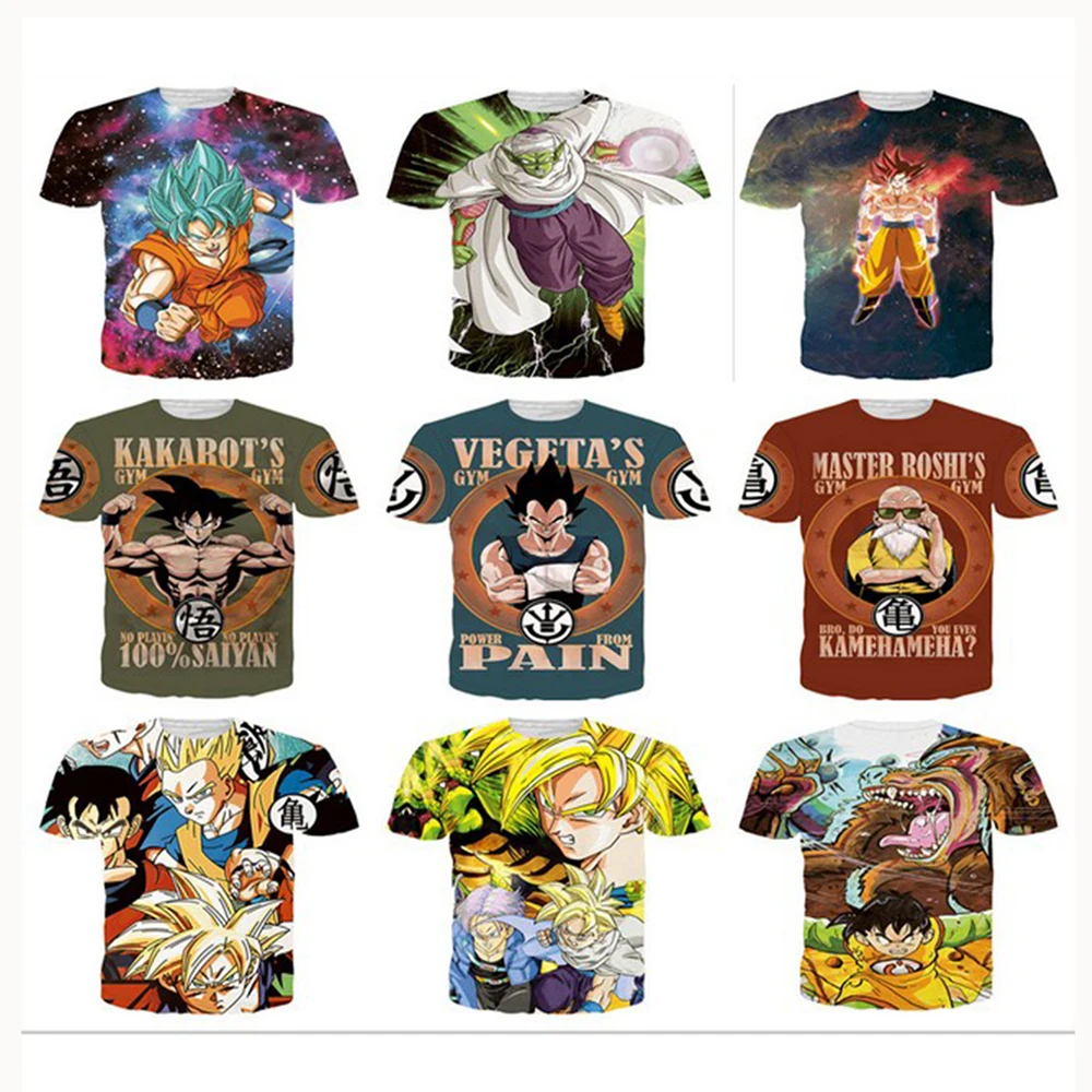 

Dragon Ball Z T-shirt Top Son Goku Vegeta 3D Top Tee Men Women Short Sleeve T-shirt