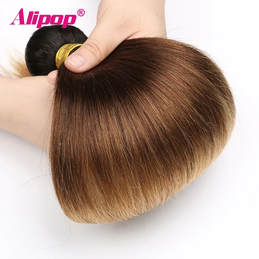 Ombre Brazilian hair Straight 3 Bundles 3 Tone 1B427 Colored Human Hair Weave Bundles Deal Non Remy Hair Extensions ALIPOP (2)