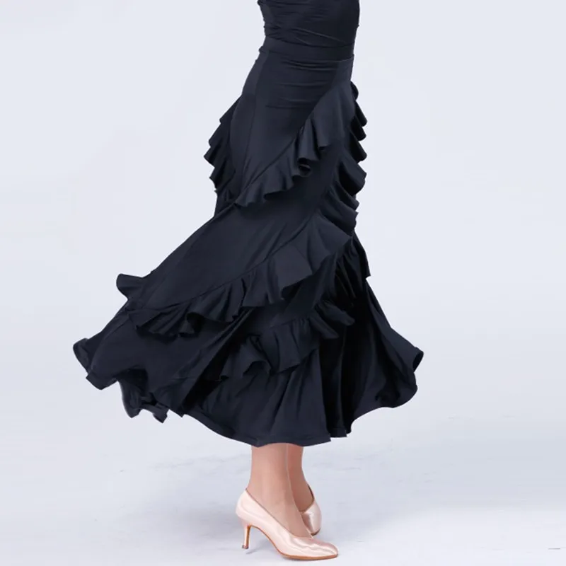 

plus size black ballroom skirt ballroom dance skirt waltz dress flamenco skirt ballroom dress women ballroom practice wear