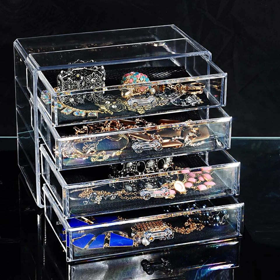  Transparent Acrylic Drawer Cosmetics Storage Box Storage Box Skin Care Products Grid Shelf Dressing