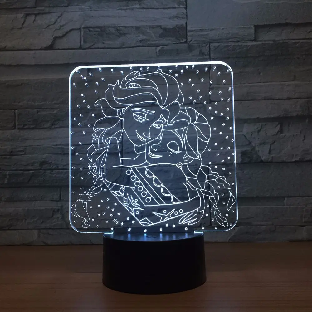 3d лампа Замороженные 7 цветов светодиодный ночник для детей сенсорный Usb