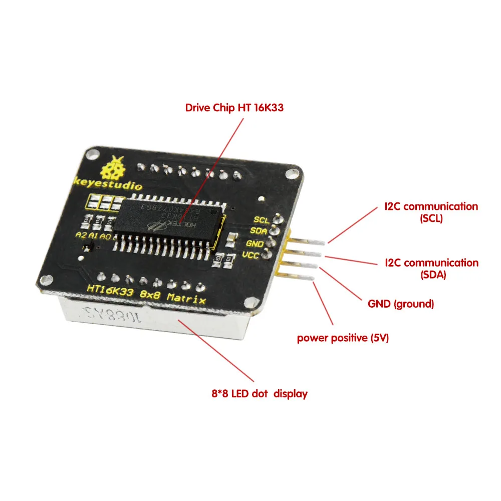 3 шт. Keyestudio красный цвет общий катод IEC 8*8 СВЕТОДИОДНЫЙ матричный модуль HT16K33 для Arduino UNO R3