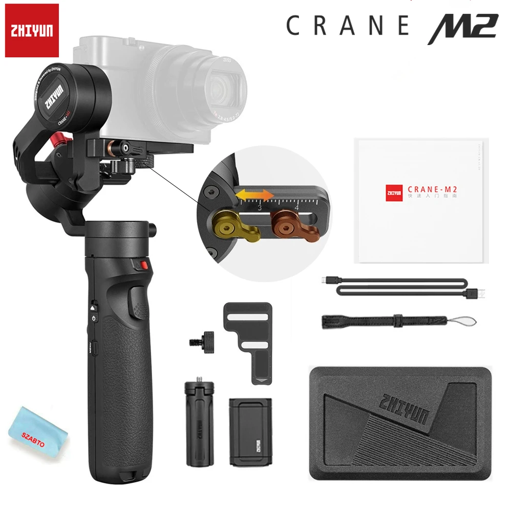 

Zhiyun Crane-M2 3-Axis Handheld Gimbal Stabilizer,for Mirrorless Cameras Smart Phone, Action Cam,Quick On/Off, 360°Rotation