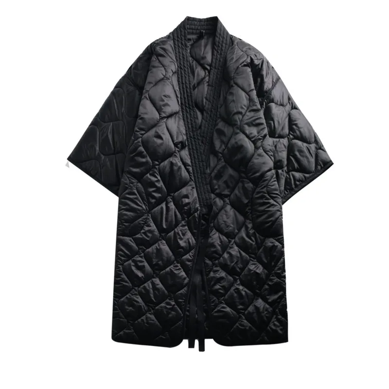 Модный пояс свободного размера плюс Парка женская уличная крутая тонкая черная одежда куртка женская с карманами длинное хлопковое зимнее пальто A485