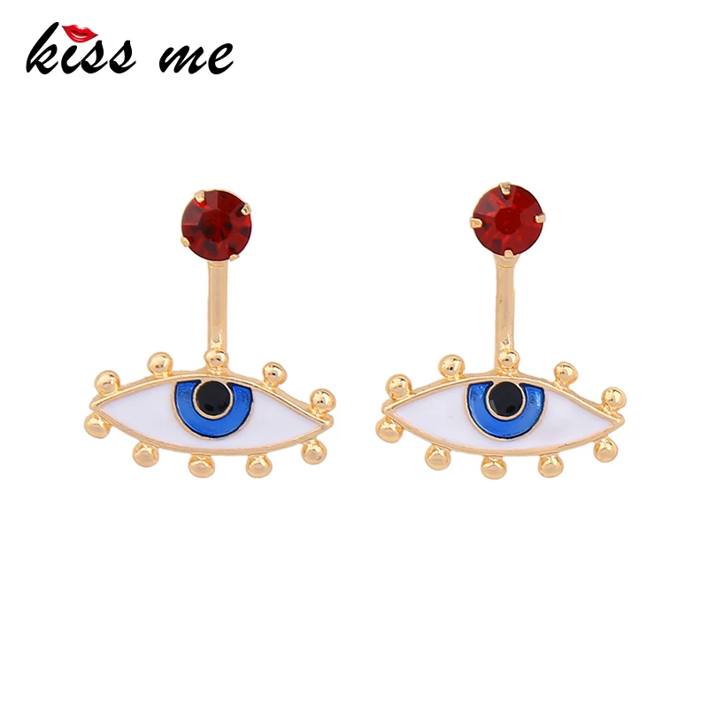 

KISS ME Brand Cute Enamel Eyes Stud Earrings 2017 New Design Summer Earrings for Women Fashion Jewelry