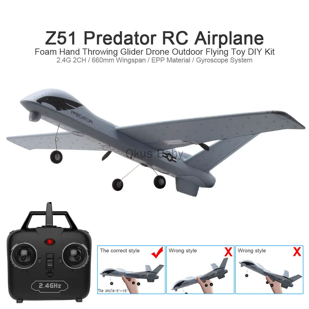 RC Airplane Plane 20 Minutes Fligt Time 150M Gliders 2.4G Flying Model with LED Hand Throwing Wingspan Foam Plan Toys Kids Gift