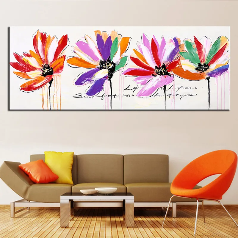 

Handpainted Abstract Knife Color Flower Oil Paintings Modern Home Decor Wall Art Pictures Handmade Large Floral Canvas Painting