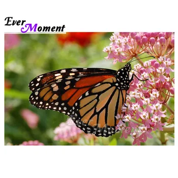 

Ever Moment Diamond Painting Picture Of Rhinestone Butterfly Pink Flower Mosaic Full Square Diamond Embroidery Decoration 3F799