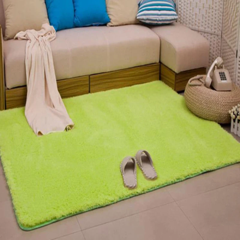 New Fashion Green Fluffy Rugs Anti Skid Shaggy Area Living room Home