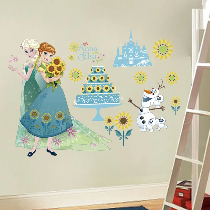 Disney sticker cartoon frozen DIY stickers flower Elsa Anna princess Children's bedroom decoration pegatinas autocollant enfant Disney sticker cartoon frozen DIY stickers flower Elsa Anna princess Children's bedroom decoration pegatinas autocollant enfant
