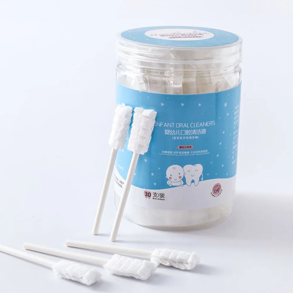 

30Pcs Baby Oral Tongue Cleaner Disposable Gauze Toothbrush Paper Rod Infant Oral Cleaning Stick Teeth Dental Care Nursing Tool