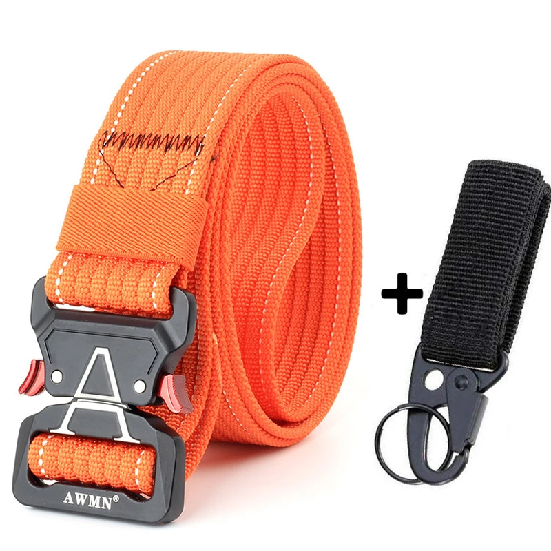 Orange Belt Match Холщовый военный ремень мужские тактические дизайнерские ремни для джинсов брюки Повседневный нейлоновый черный длинный поясной ремень быстросъемный ремень Кобра - Цвет: Orange Belt Match
