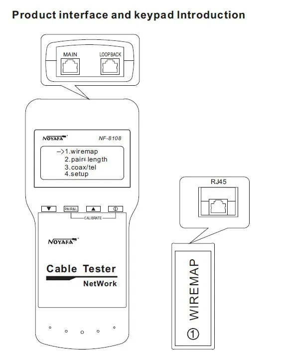 NOYAFA NF-8108A сетевой LAN Кабельный тестер метр Cat5 Телефон RJ45 RJ11 BNC Cat5E/6E UTP STP