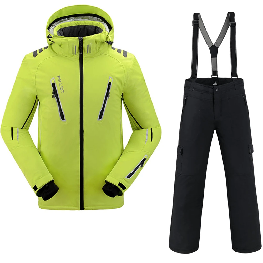Traje de esquí traje de los hombres Pelliot chaqueta de esquí + Saenshing pantalones de Snowboard transpirable esquí Snowboard invierno conjunto de nieve súper Cálido impermeable