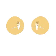 Великолепная сказка милый любовник птица Стад Серьги для женщин заявление ювелирные изделия золото серебро простые геометрические Круглый ухо серьги