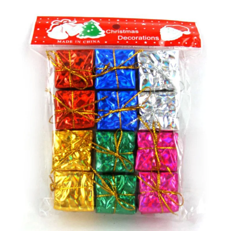 12Pcs/set Christmas Foam Gift Box Ornaments Xmas Tree Hanging Party Decor 2018 Newest DIY