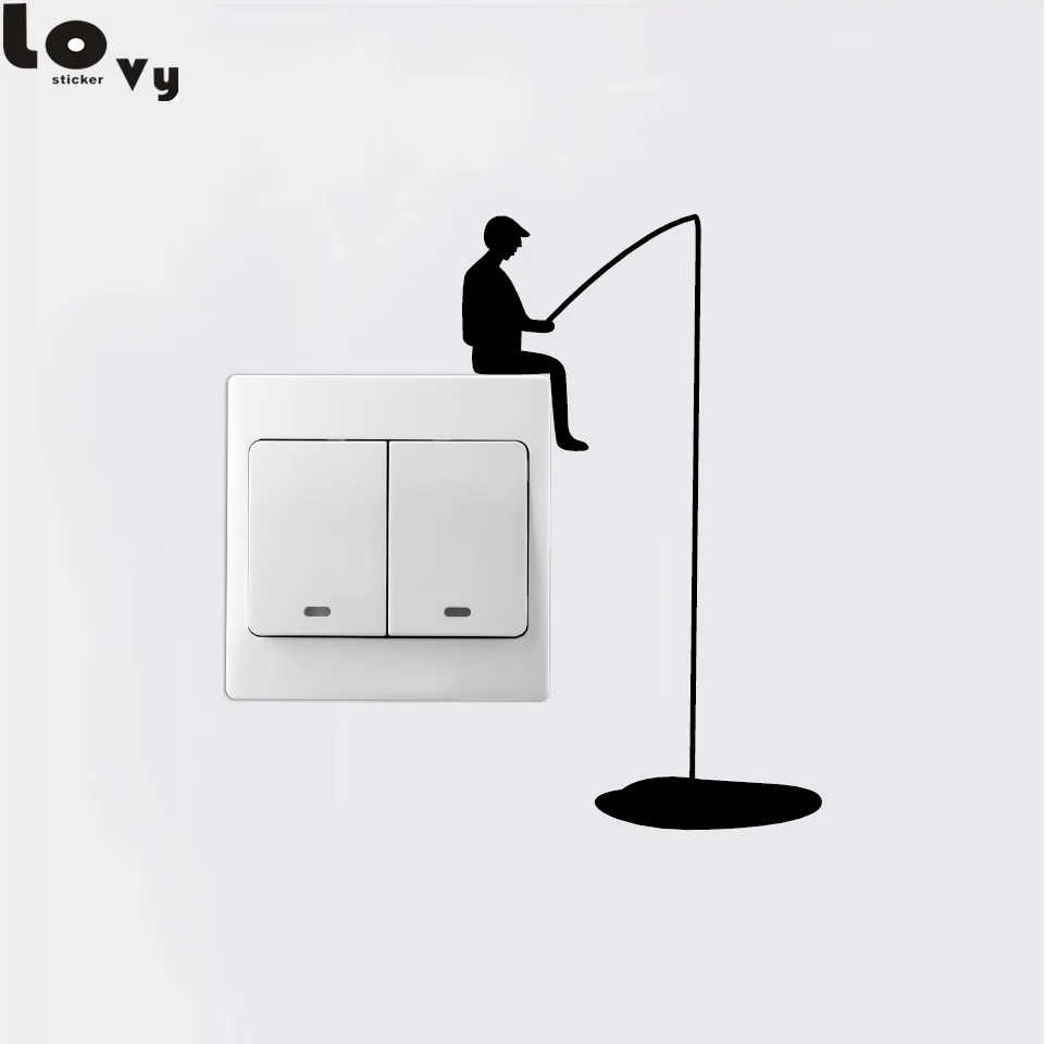 Creative Man Fishing Silhouette Light Switch Sticker Cartoon Vinyl Wall Sticker Home Decor Creative Man Fishing Silhouette Light Switch Sticker Cartoon Vinyl Wall Sticker Home Decor
