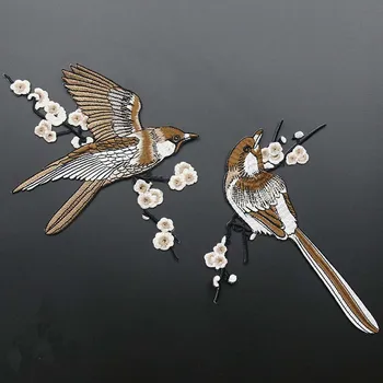 

Bird Embroidered Patches Iron on Sewing Parches for clothes applique embroidery DIY Supplies Crafts Sticker 1Pair FSD06