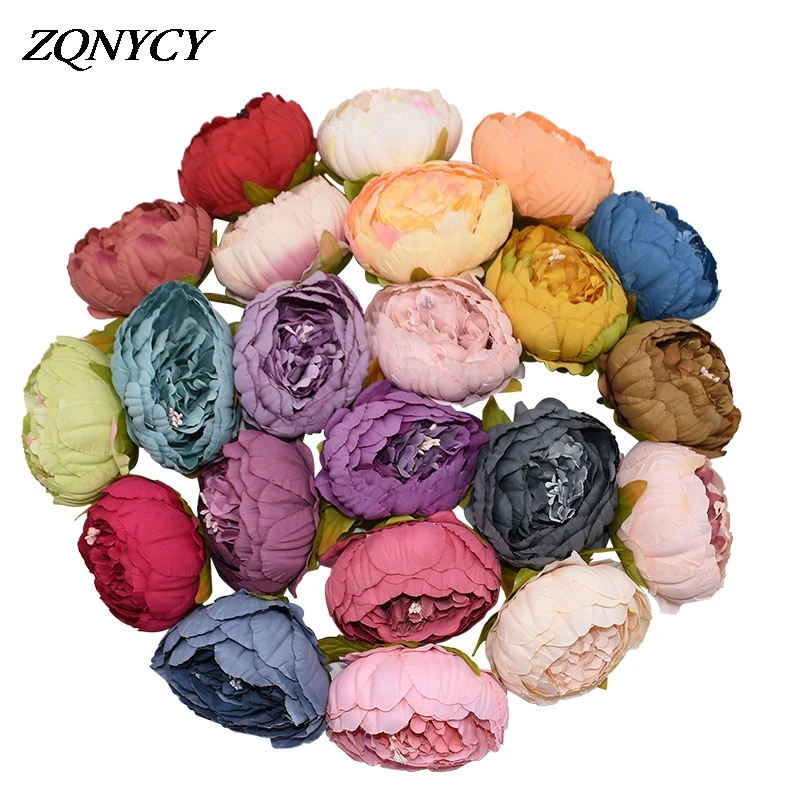 

5Head 8cm Peony Flower Silk Artificial Peonies for Wedding Decoration Party Table Florel DIY Art Crafts Wreath Bouquet Flowers 7