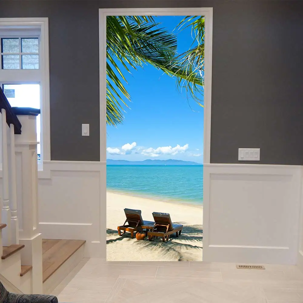 

3D Door Sticker DIY Home Decor Decals New Self Adhesive Wallpaper On Door Waterproof Mural For Bedroom Door Renovation
