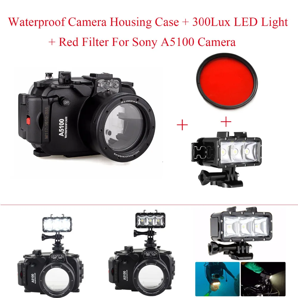 Водонепроницаемый чехол для камеры Meikon 40 м/130 футов объектива Sony A5100 16-50 мм