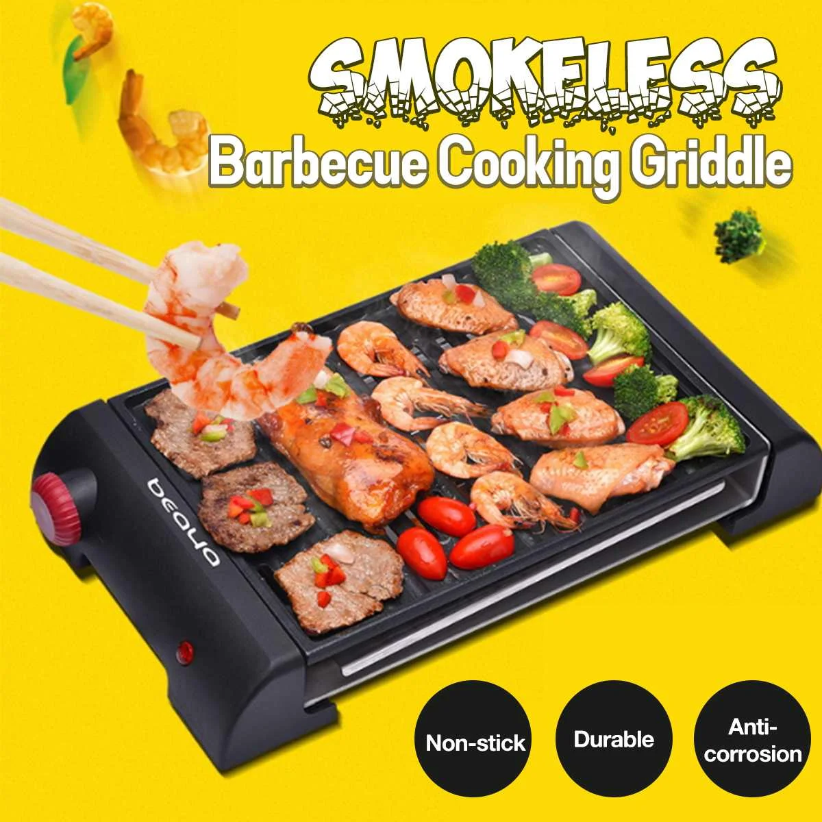 

220V 800W Electric Barbecue Griddle Non Stick Table Top Grill Indoor Smokeless BBQ Cooking Vertical Heating Low Power Safe