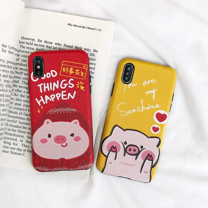 

Cartoon Pattern Phone Case for Huawei P20 Pro Funny Pig Cover Back Case for Mate 20 Honor 10 Nova3 3e 2s Couples Shell