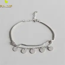 Форзац из стерлингового серебра 925 пробы браслеты для женщин двойной слой кисточкой круглая коробка цепь Простые Модные Изящные ювелирные Браслеты Вечерние