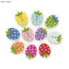 50pcs 2 Hole Cute Strawberry Cartoon Wood Buttons Home Sewing Scrapbooking Decor Clothing Card Making DIY 16x12mm 1
