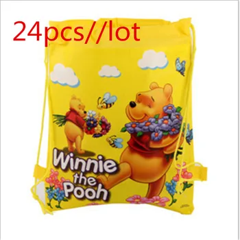 

24Pcs Disney winnie Pooh Theme Non-woven Fabrics Drawstring Backpack Gift Bag Storage Bag boy favor school bags Party supplies