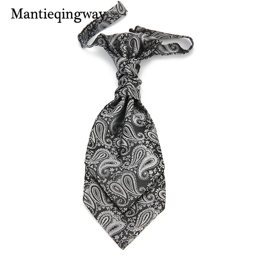 Mantieqingway классические полиэфирные галстуки для мужчин с двойным горлом черный