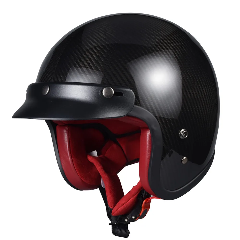 

Vcoros Carbon Fiber Retro Cruise Motocycle Helmet Men Women Scooter Motobike Helmet With Sun Peak