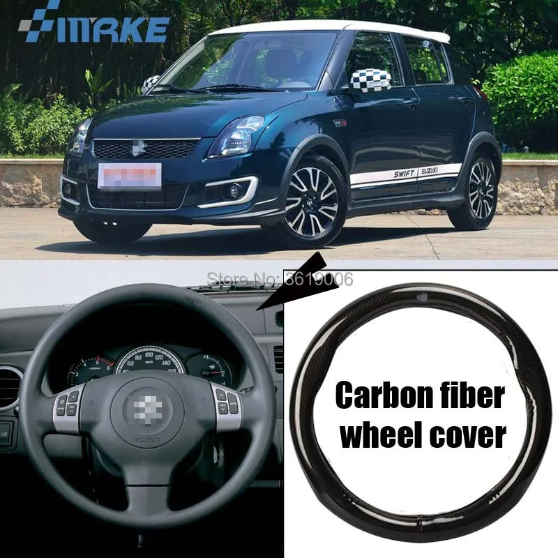 smRKE Car Accessories For Suzuki Swift Black Carbon Fiber Leather