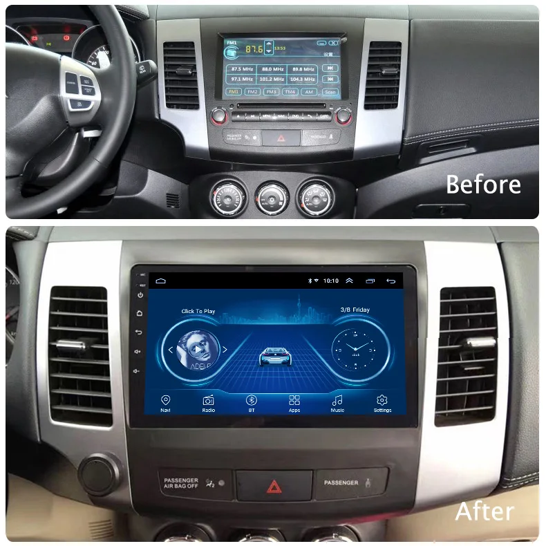 Discount 9 inch Android 8.1 2.5D Tempered HD Touchscreen Radio for Mitsubishi Outlander 2006-2012 with Bluetooth USB WIFI support SWC 1