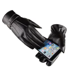 Полный палец Для мужчин мотоцикл перчатки PU кожаные перчатки Сенсорный экран кожаные теплые Подкладка из флиса варежки водительские