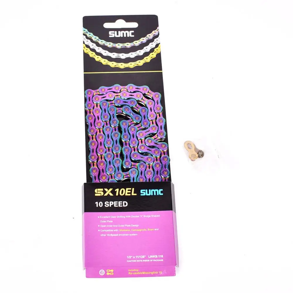 SUMC 9 10 11 12 speed Bicycle Rainbow Chain Colorful MTB Mountain Road Bike Shifting Chain With Missinglink For Shimano Sram - Цвет: SX10EL Rainbow